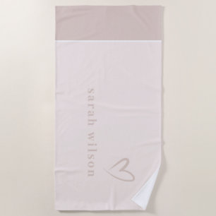 Classy Elegant Minimal Simple Blush Pink Heart Beach Towel