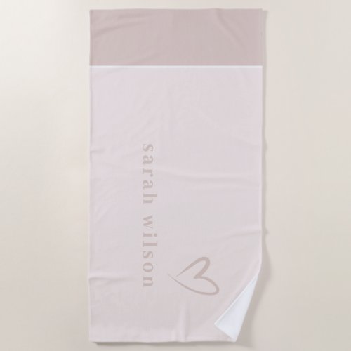 Classy Elegant Minimal Simple Blush Pink Heart  Beach Towel