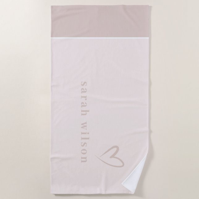 Classy Elegant Minimal Simple Blush Pink Heart  Beach Towel (Front)