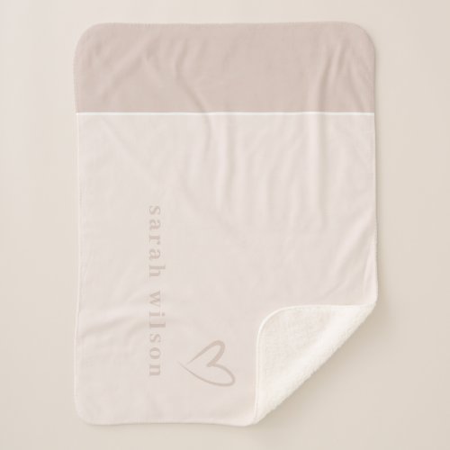 Classy Elegant Minimal Simple Blush Pink Heart Sherpa Blanket