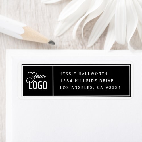 Classy Elegant Modern Black  White Return Address Label