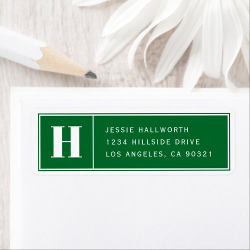 Classy Elegant Modern Dark Green Return Address Label