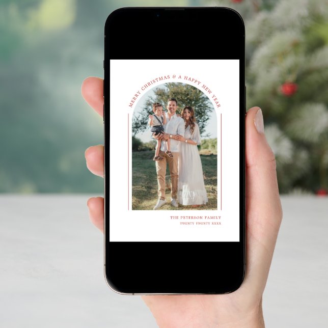 Classy Elegant Modern Family Photo Holiday Card (Front Digital)