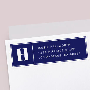 Classy Elegant Modern Navy Blue Return Address Label