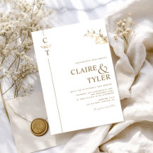 Classy Elegant Monogram White and Gold Wedding