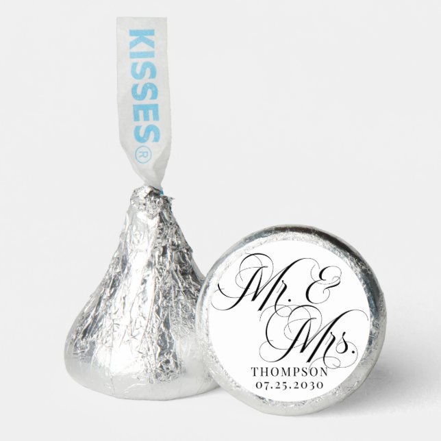 Classy Elegant Mr and Mrs Personalized Wedding Hershey®'s Kisses® (Front)