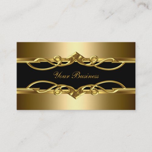 Classy Elegant Ornate Gold On Gold Black 2 Business Card Templates