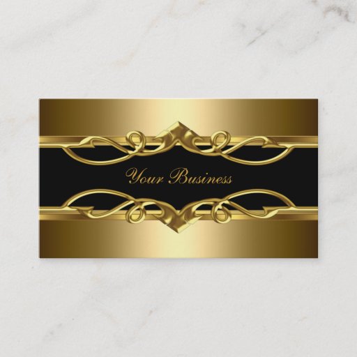 Customizable Classy Elegant Ornate Gold On Gold Black 2 Business Card Templates