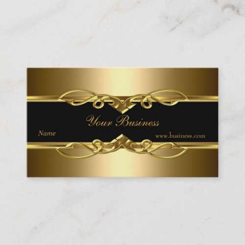 Classy Elegant Ornate Gold On Gold Black Business Card