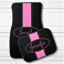 Classy Elegant Pink Black Custom Name Personalized Car Floor Mat