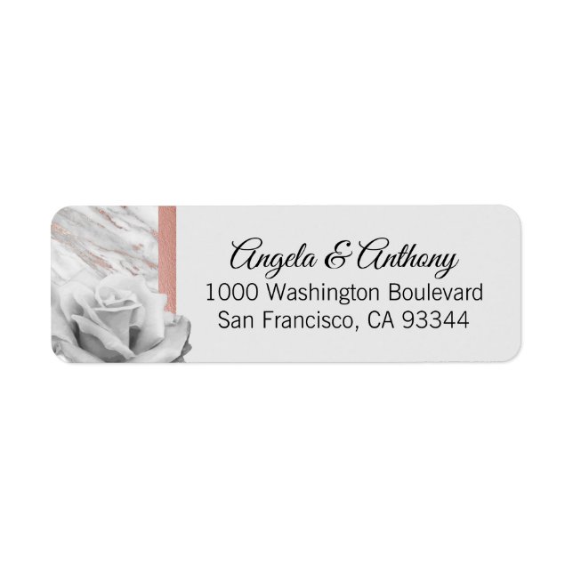 Classy Elegant Pink Rose Gold Foil Grey Wedding Label (Front)