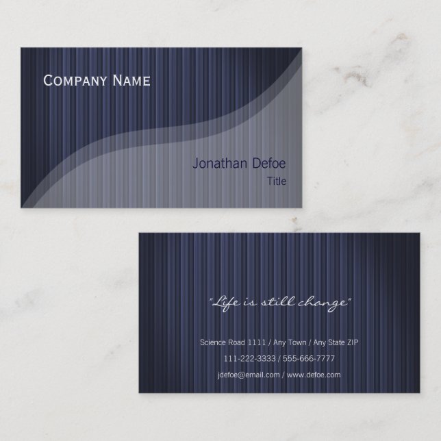 Classy Elegant Professional | Blue Stripes Business Card (Front/Back)