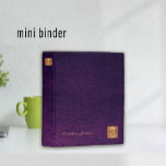 Classy elegant purple leather gold monogram mini binder<br><div class="desc">Monogrammed luxury exclusive looking office or personal work organizer mini binder featuring faux copper metallic gold glitter squares with your business or personal name initials on front and spine over a stylish purple faux leather background. Suitable for small business, corporate or independent business professionals, personal branding or stylists specialists, makeup...</div>