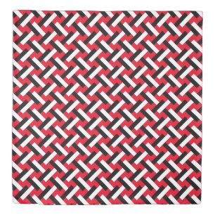 Classy & Elegant Red Art Deco Herringbone Pattern Duvet Cover