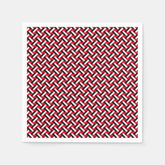 Classy & Elegant Red Art Deco Herringbone Pattern Napkins (Front)