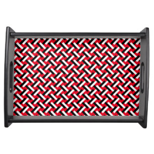 Classy & Elegant Red Art Deco Herringbone Pattern Serving Tray
