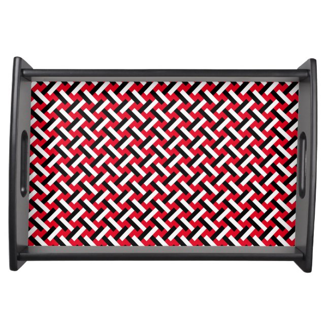 Classy & Elegant Red Art Deco Herringbone Pattern Serving Tray (Front)
