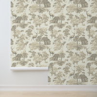 Classy Elegant Rustic Beige Deer Woodland Toile