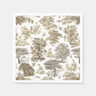 Classy Elegant Rustic Beige Gold Country Toile Napkins