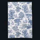 Classy Elegant Rustic Blue Country Toile Kitchen Towel<br><div class="desc">Blue pastoral toile pattern with young men and women working and relaxing in woodland for country rustic decor,  gift wrap,  crafts..</div>
