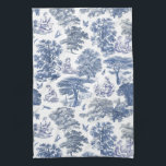 Classy Elegant Rustic Blue Country Toile Kitchen Towel<br><div class="desc">Blue pastoral toile pattern with young men and women working and relaxing in woodland for country rustic decor, gift wrap, crafts..</div>