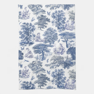Classy Elegant Rustic Blue Country Toile Kitchen Towel