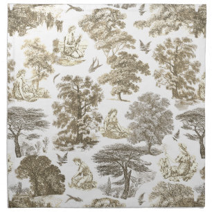 Classy Elegant Rustic Gold Beige Country Toile Cloth Napkin