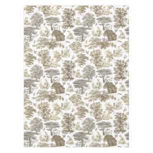 Classy Elegant Rustic Gold Beige Country Toile Tablecloth