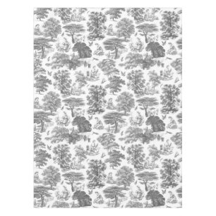 Classy Elegant Rustic Gray Country Toile Tablecloth