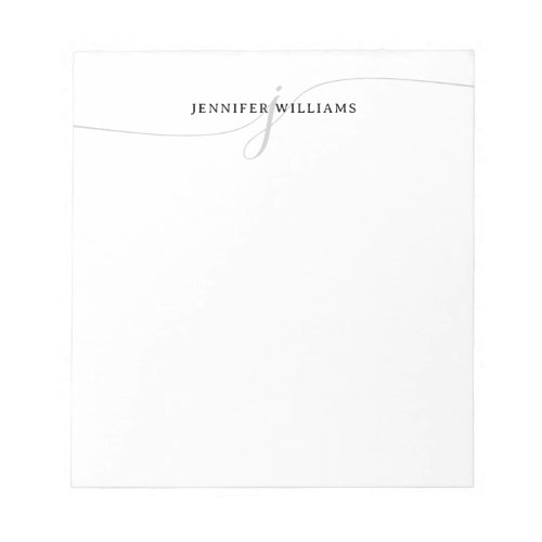 Classy Elegant Script Black Gray Modern Monogram Notepad