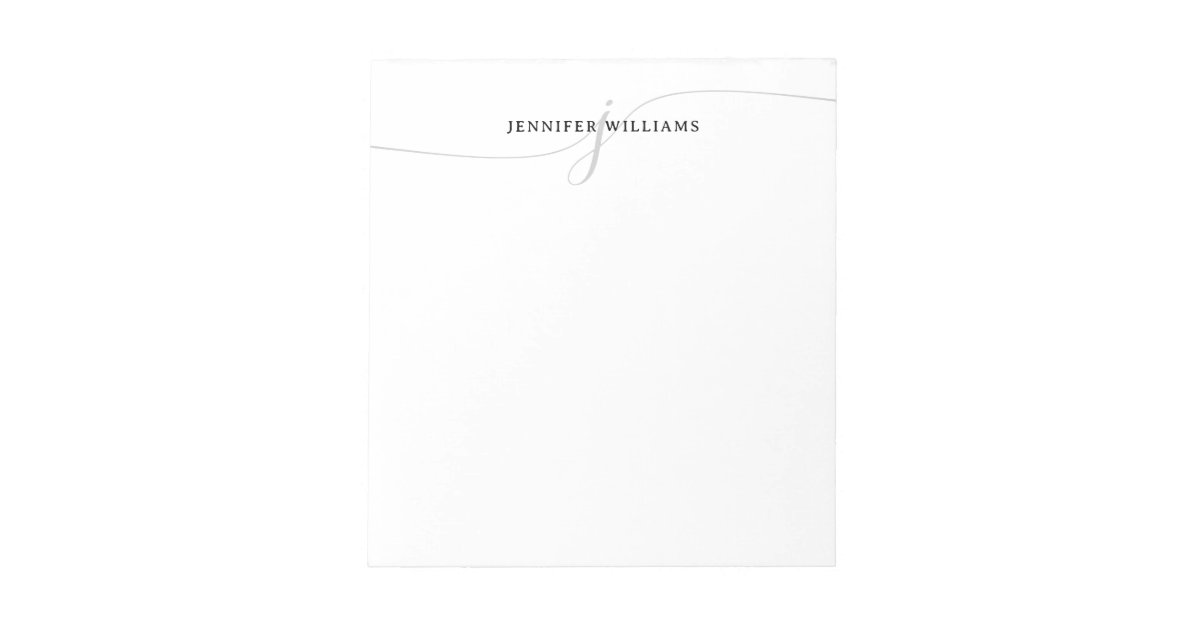 Classy Elegant Script Black Gray Modern Monogram Notepad | Zazzle
