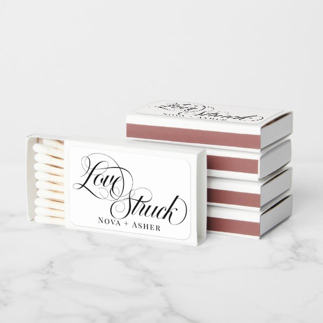 Classy Elegant Script Love Struck Wedding Matches (Stacked)