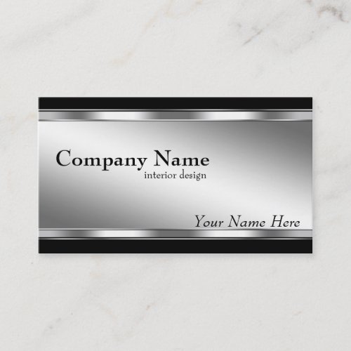 Classy Elegant Silver and Black Business Card