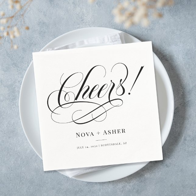 Classy Elegant Simple Cheers Personalized Wedding Napkins (Creator Uploaded)