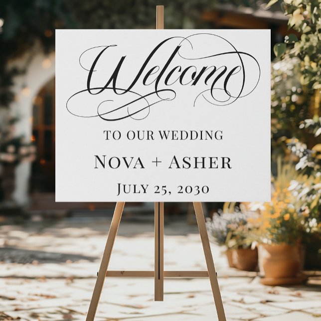 Classy Elegant Simple Modern Wedding Welcome Faux Canvas Print (Creator Uploaded)