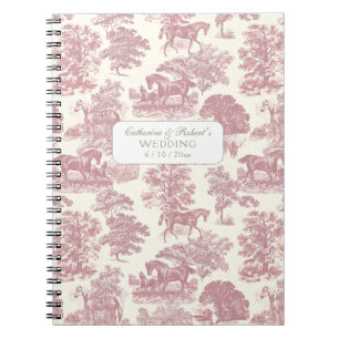 Classy Elegant Soft Pink Horses Toile with Name Notebook