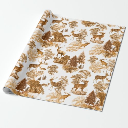 Classy Elegant Vintage Brown Deer in Woodland Wrapping Paper