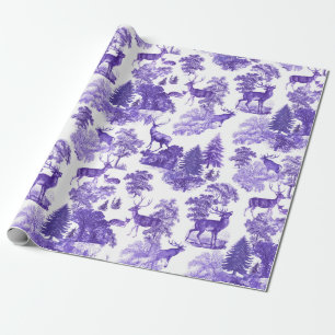 Classy Elegant Vintage Periwinkle Blue Deer Woods Wrapping Paper