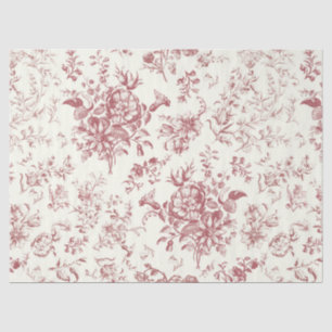Classy Elegant Vintage Pink Floral Toile Tissue Paper