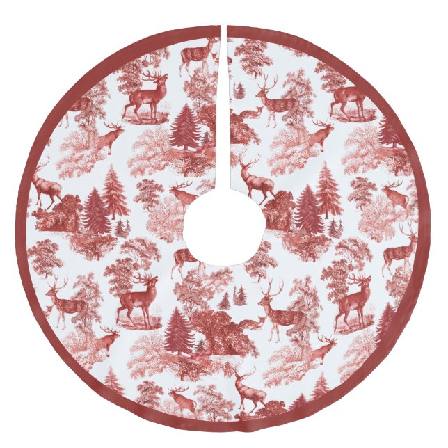 Classy Elegant Vintage Red Deer in Woodland Brushed Polyester Tree Skirt (Front)