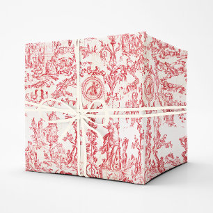 Classy Elegant Vintage Red French Country Toile Wrapping Paper