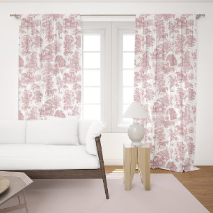 Classy Elegant Vintage Rustic Horse Pink Toile Sheer Curtains
