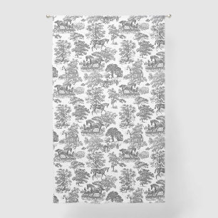 Classy Elegant Vintage Rustic Horse Toile Sheer Curtains