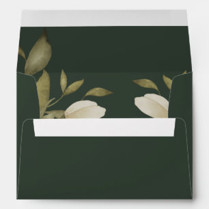Classy elegant watercolor foliage modern green envelope