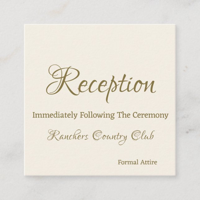 Classy Elegant Wedding Reception Insert (Front)