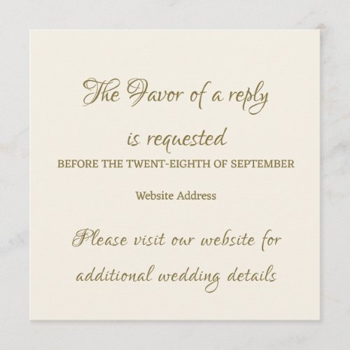 Classy Elegant Wedding Reply Card Insert