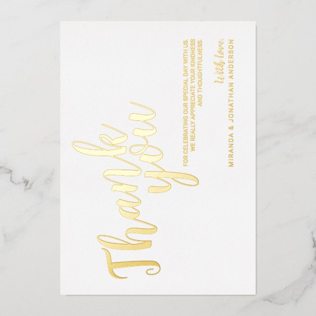 Classy Elegant Wedding Thank You Foil Invitation (Front)