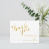 Classy Elegant White and Gold Wedding Thank You Postcard (Standing Front)