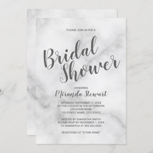 Classy Elegant White Marble Bridal Shower Invitation