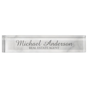 Classy Elegant White Marble Name Plate